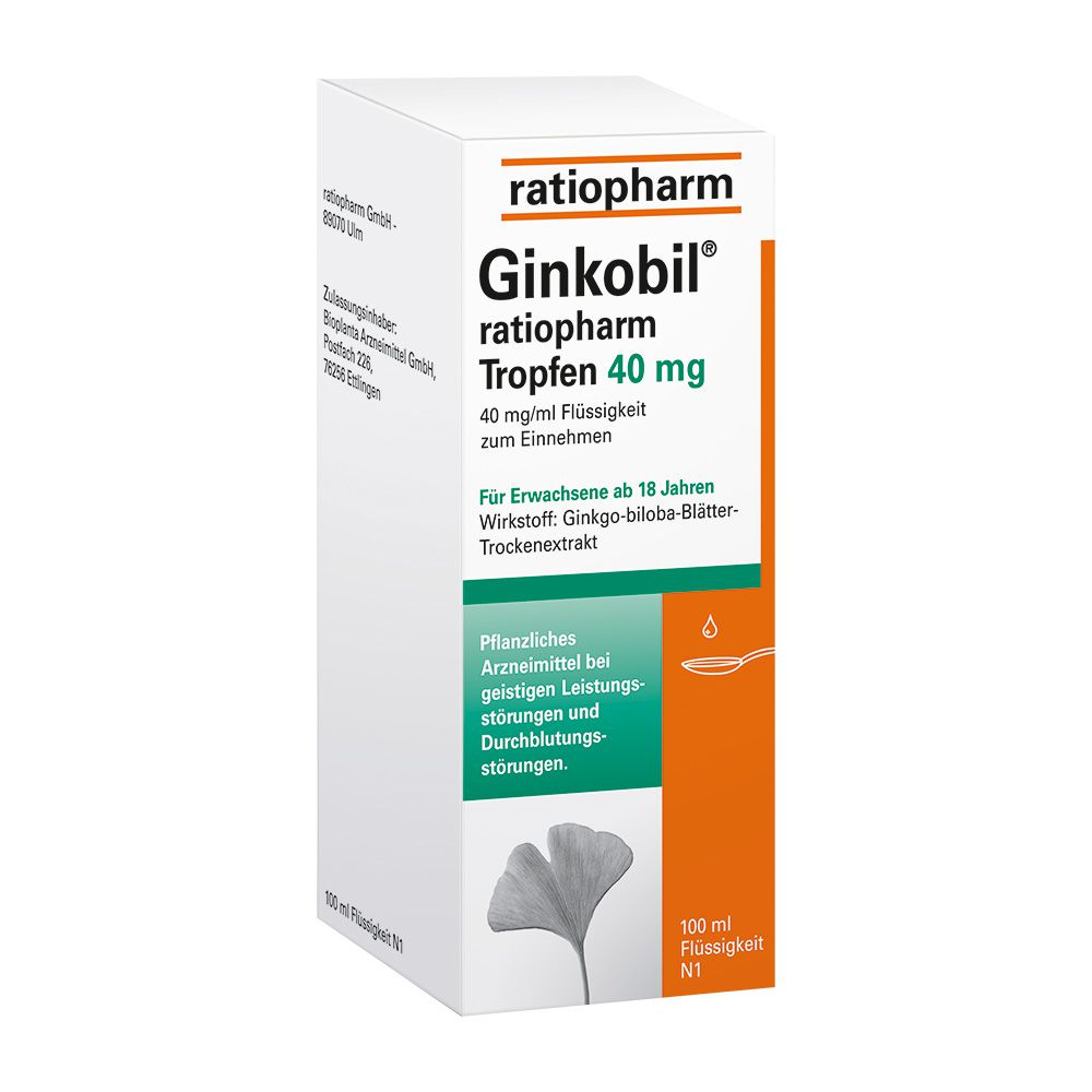 GINKOBIL ratiopharm 40mg mit Ginkgo biloba Tropfen