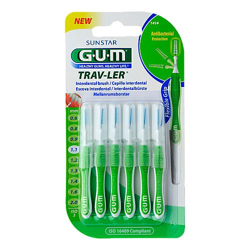 GUM TRAV-LER 1,1mm Tanne grün Interdental+6Kappen